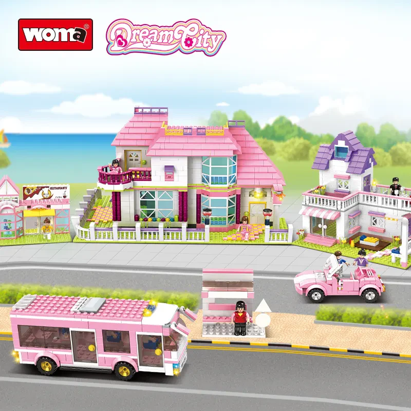 Woma Toys J5760 Pembe Sokak Manzaralı Büyük Villa Evi Tuğla Seti