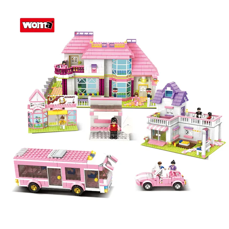 Woma Toys J5760 Pembe Sokak Manzaralı Büyük Villa Evi Tuğla Seti