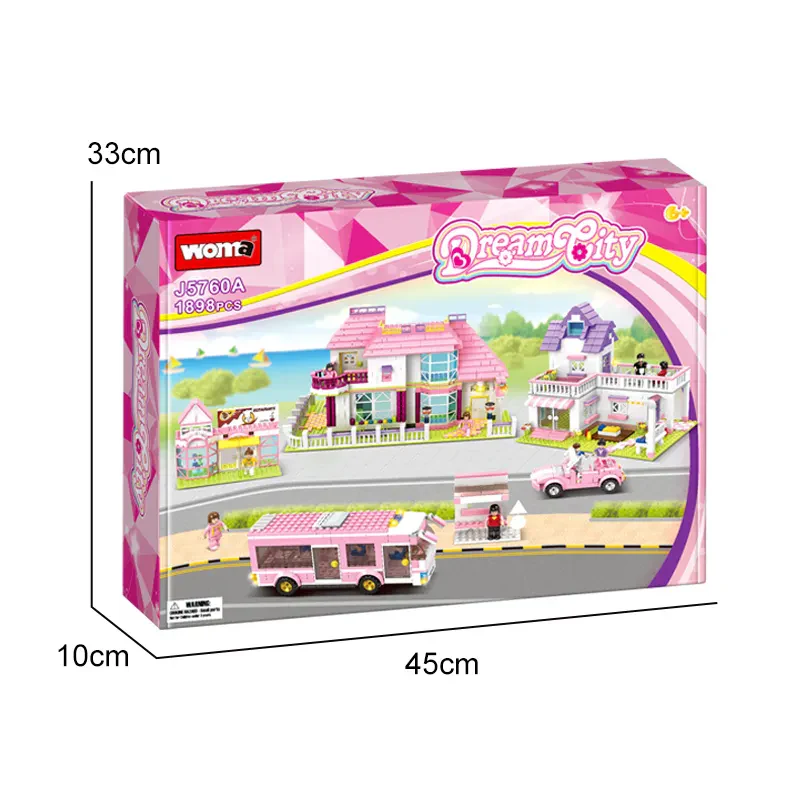 Woma Toys J5760 Pembe Sokak Manzaralı Büyük Villa Evi Tuğla Seti