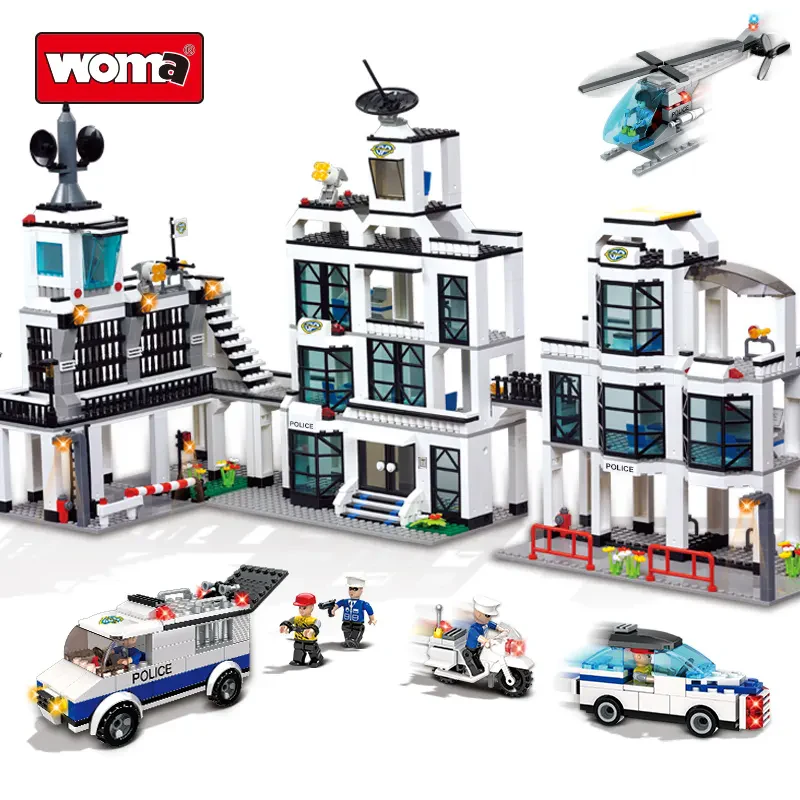 Woma Toys OEM ODM C9698A Polis Karargahı Yapı Bloğu Seti Mini Figür ile