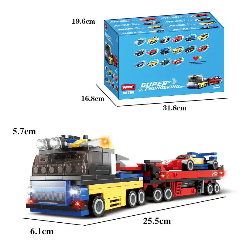 WOMA TOYS RTS C0700 792 Parça Montaj Modeli: Mini Araba Yapı Bloğu Seti, Mini İnşaat Araçları Oyuncak.