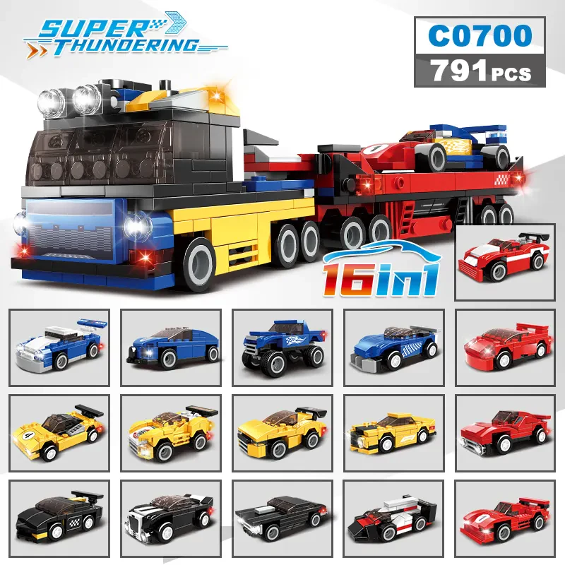 WOMA TOYS RTS C0700 792 Parça Montaj Modeli: Mini Araba Yapı Bloğu Seti, Mini İnşaat Araçları Oyuncak.