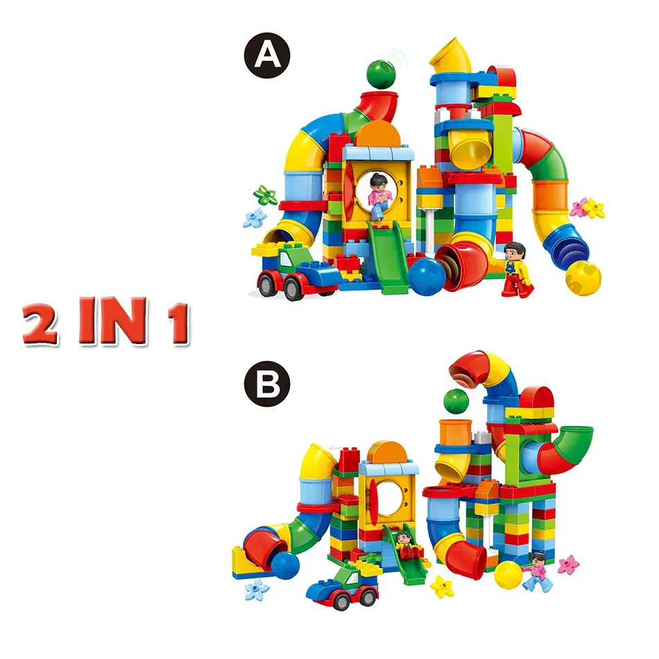 WOMA TOYS Uyumlu 2’si 1 Arada Büyük Yapı Blokları Top Kaydıraklı Oyuncak
